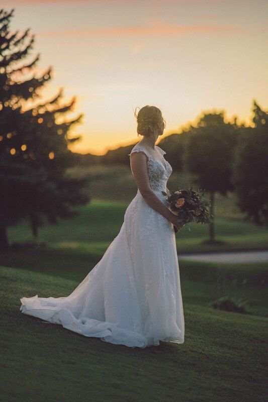 Sunset Wedding Bride at Point West Golf Course